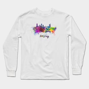 Beijing skyline in watercolor Long Sleeve T-Shirt